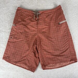 Patagonia Marlwalker Boardshorts 10" Ins 82120 Orange Plaid Mens Size 36